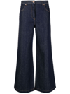 Aspesi High-waisted Wide-leg Jeans With Flared Silhouette In Blue