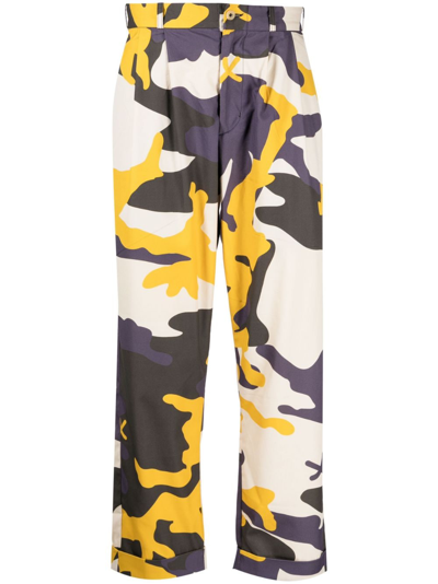 The Power For The People Camouflage-pattern Cropped Cotton Trousers In Neutrals