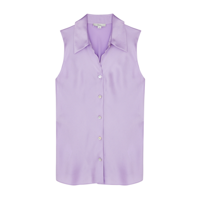 Vince Bias Cut Silk Shirt In Wisteria