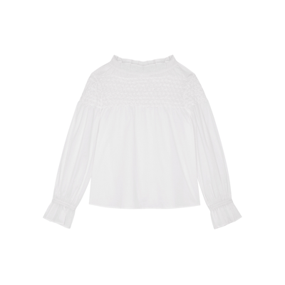 Merlette Majorelle White Smocked Cotton Blouse