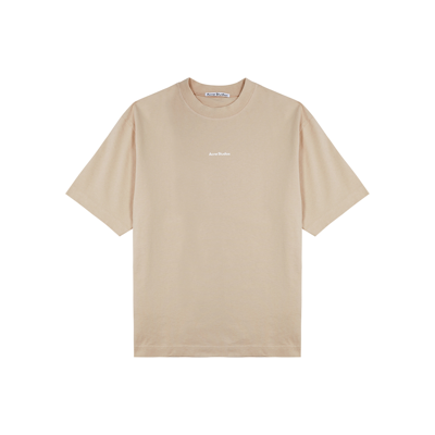 Acne Studios Logo Cotton Jersey T-shirt In Champagne_beige
