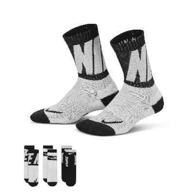 Nike Dri-fit Sport Little Kids' Crew Socks (3 Pairs) In Black