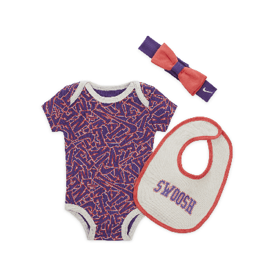 Nike "join The Club" 3-piece Boxed Set Baby 3-piece Bodysuit Set In Purple