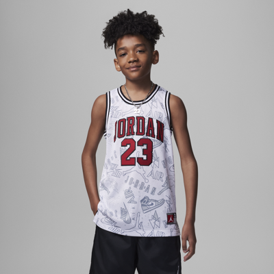 Jordan 23 Striped Jersey Big Kids Top In White