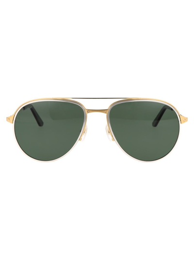 Cartier Sunglasses In 006 Gold Gold Green
