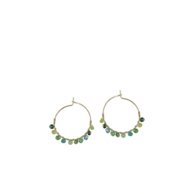 Big Metal Cressida Beaded Hoop Earrings In Green From