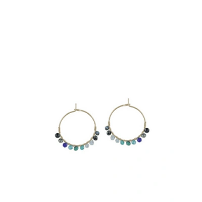 Big Metal Cressida Beaded Hoop Earrings In Blue From