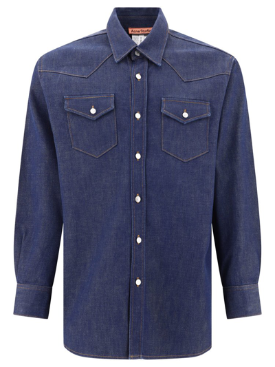 Acne Studios Indigo Button-up Denim Shirt In Blue