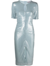 Ganni Ice Blue Sequins Short Sleeve Midi Dress