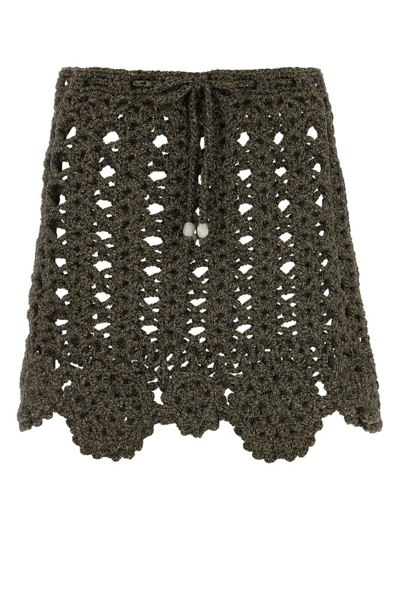 Ganni Crochet Knit Skirt In 319 Black/gold