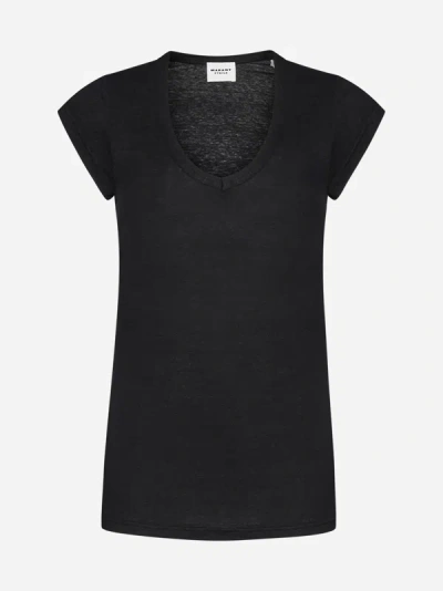 Marant Etoile Zankou Linen T-shirt In Black