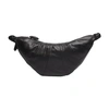 Lemaire Brown Small Croissant Leather Bag In Black