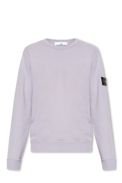 Stone Island Logo Patch Crewneck Sweatshirt In Purple