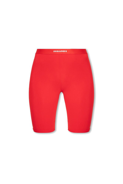 Dsquared2 Logo Printed Elasticated Waist Shorts In Red