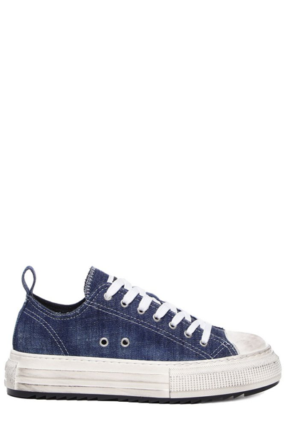 Dsquared2 Berlin Round Toe Sneakers In Navy