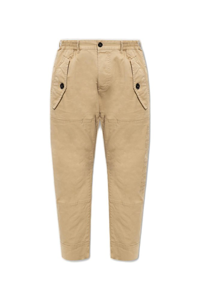 Dsquared2 Tapered Leg Cropped Trousers In Beige