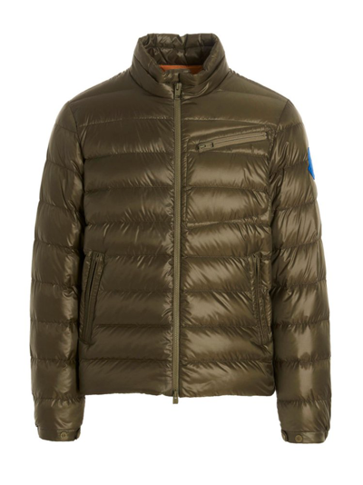 Moncler Logo Patch Quilted Jacket In Green