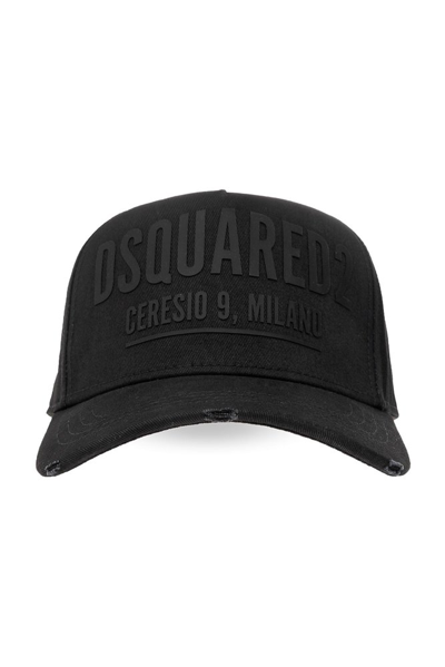 Dsquared2 Logo Printed Distressed Baseball Cap In Black
