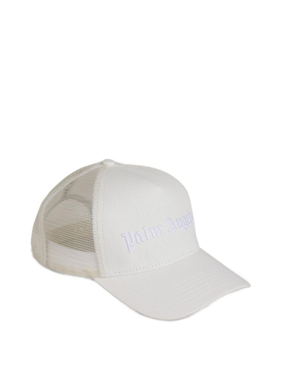 Palm Angels Logo Embroidered Mesh Panel Baseball Cap In White