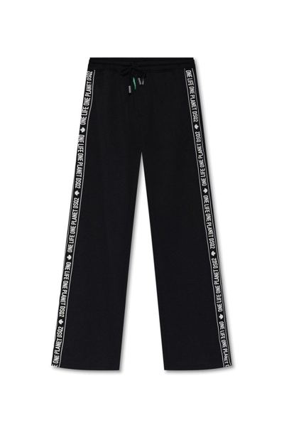 Dsquared2 Side Stripe Printed Straight Leg Sweatpants In Black