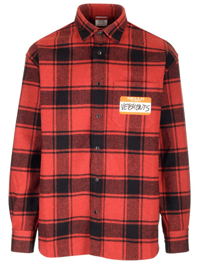 Vetements Flannel Checkered Buttoned Shirt In Red