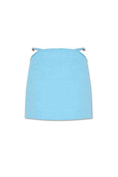 Ganni Cotton Suiting Mini Skirt In Ethereal Blue