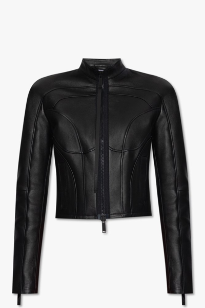 Dsquared2 Stitching Detailed Cropped Jacket In Black