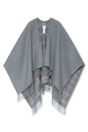 BURBERRY BURBERRY CHECKED FRINGED EDGE REVERSIBLE CAPE