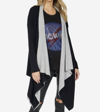 Michael Lauren Tamar 2 Tone Open Cardigan In Black/grey In Multi