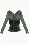 Geel Verse Stretch-modal Jersey Ruched Top In Forest In Green