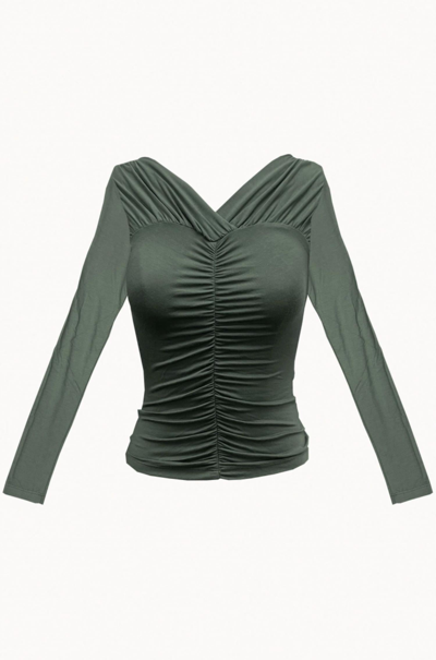 Geel Verse Stretch-modal Jersey Ruched Top In Forest In Green