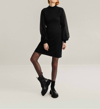 MOLLY BRACKEN MINI SWEATER DRESS WITH VEIL SLEEVES IN BLACK