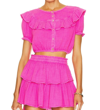Loveshackfancy Elania Crop Top In Flirty Fuschia In Multi
