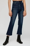MOUSSY EMMA CROPPED FLARE JEANS IN DARK BLUE