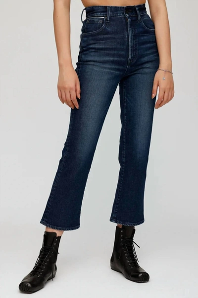 Moussy Emma Cropped Flare Jeans In Dark Blue