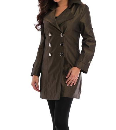 Angel Metallic Double Breasted Rain Jacket In Bronze In Gold