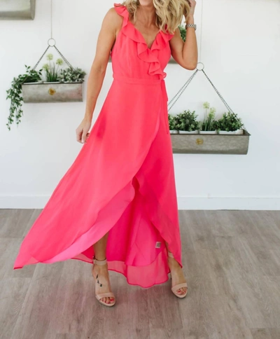 Bb Dakota Formation Cross Back Maxi Dress In Hot Pink