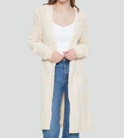 Dex Longline Textured Cardigan In Ivory In Multi