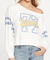 CHASER LOVE KNIT CROPPED LONG SLEEVE DROP SHOULDER BATWING PULLOVER IN SALT