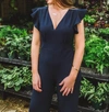 APRICOT ANGEL SLEEVE JUMPSUIT IN NAVY