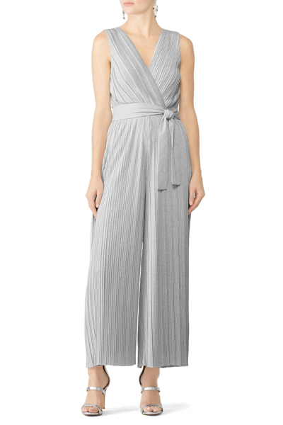 Saylor Kori Jumpsuit In Metallic Print Silver In Multi