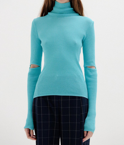 Eenk Solly Ribbed Knit Pullover In Sky Blue