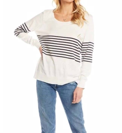 Chaser L/s Crew Neck Pullover In Rice In Blue