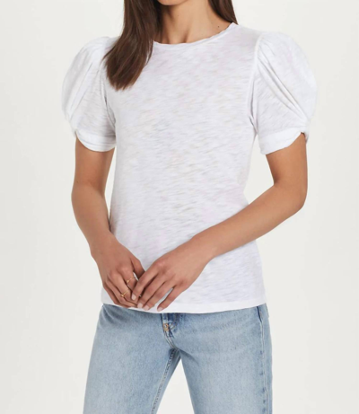 Goldie Twisted Puff-sleeve Tee In White