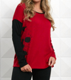 Angel Splatter Color Block Crew Sweater In Fire Combo In Multi