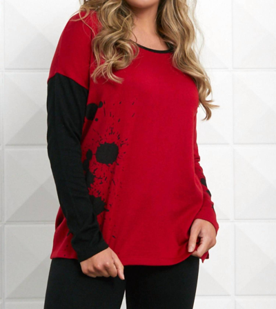 Angel Splatter Color Block Crew Sweater In Fire Combo In Multi
