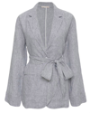 GOLD HAWK MINI STRIPE LINEN BLAZER IN GREY