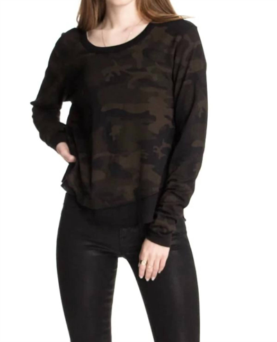 Chrldr Ava Long Sleeve Mock Layer T Shirt Black/brwn Camo In Black/brown Camo In Multi