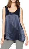 Pj Harlow Natalie Satin Tank With Ruffle In Navy In Blue