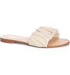 42 Gold Britta Leather Slide Sandal In White